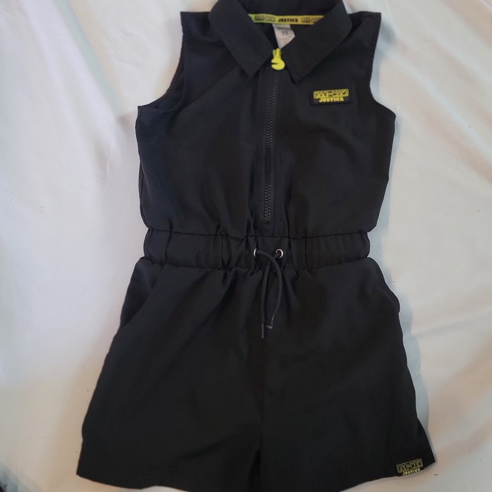 Justice x Pac-Man‎ Girls Black Sleeveless Zip Front Romper Size XS 5/6